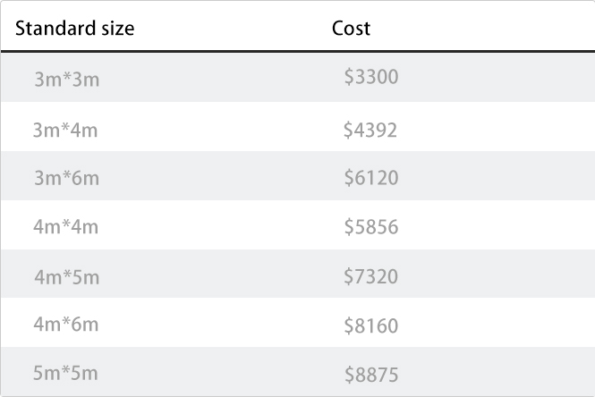 aluminum pergola standard size price list
