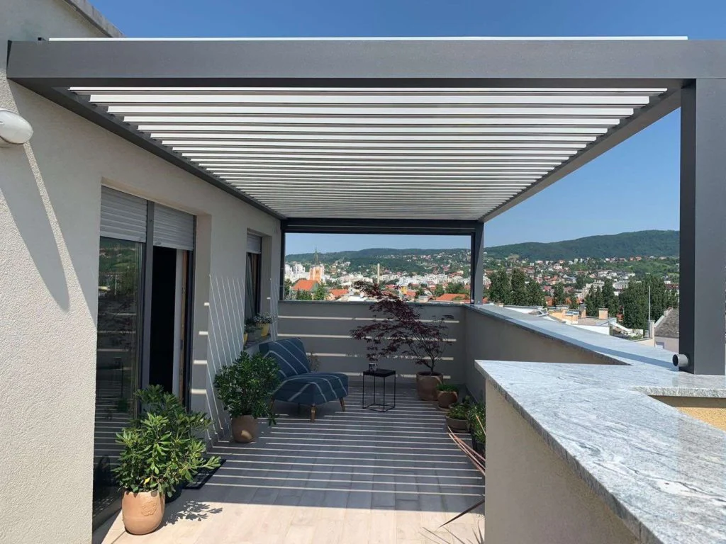 aluminum pergola, louver roof system