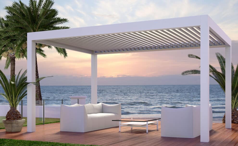 The patio pergola adds a different scenery