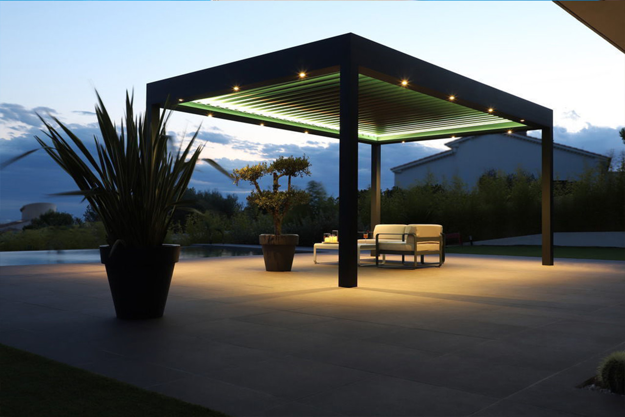 open and close pergola with RGB light