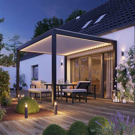 Customizable Louvered Roof with Integrated LED Lighting