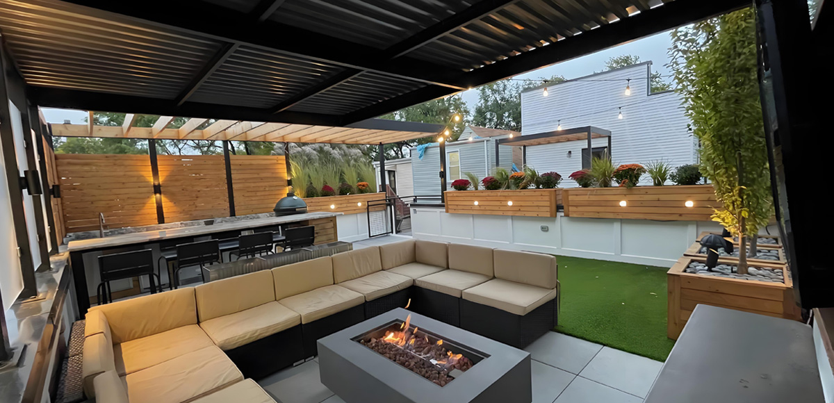 Double-Custom-Black-Louvered-Pergola