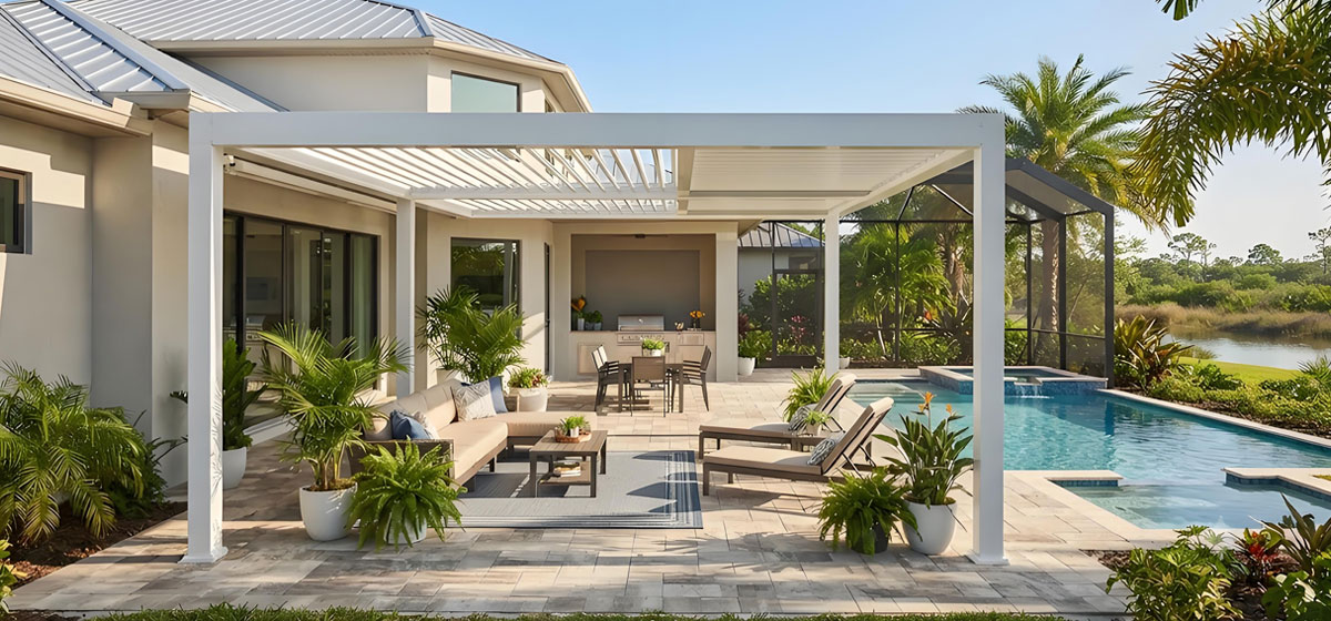 Aluminum-pergola-for-Florida-home-outdoor-living-space