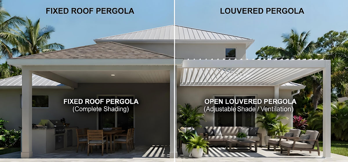 Fixed-roof-and-louvered-pergola-options-for-Florida-homes